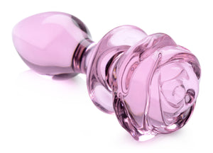 Pink Rose Glass Anal Plug - Medium