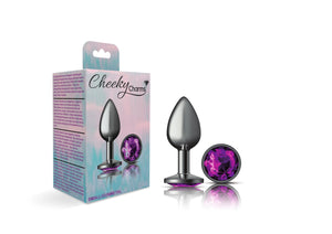 Cheeky Charms-Gunmetal Metal Butt Plug- Round-Deep Purple-Small/Med/Lg