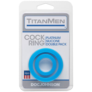 Titanmen Cock Ring Platinum Silicone Double Pack - Blue