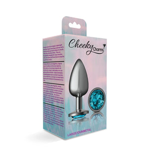 Cheeky Charms-Gunmetal Metal Butt Plug- Round-Teal-Small/Med/Lg