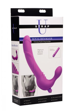 Royal Revolver Vibrating Strapless Strap- on Dildo - Purple