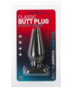 Classic Butt Plug Smooth - Medium - Black/White