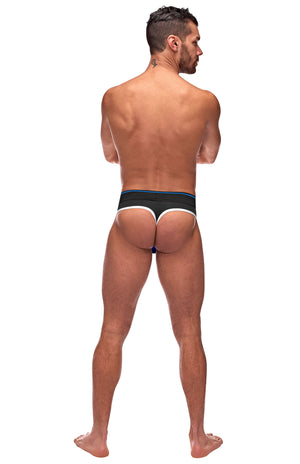 Retro Sport Panel Thong - S/ M - Black/ Blue