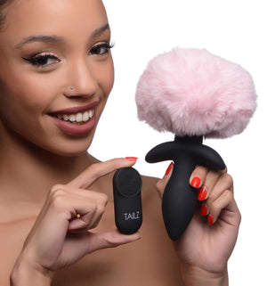 Waggerz Moving and Vibrating Bunny Tail Anal Plug  - Pink