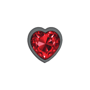 Cheeky Charms-Gunmetal Metal Butt Plug- Heart-Dark Red-Small/Med/Lg