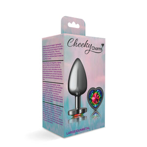 Cheeky Charms-Gunmetal Metal Butt Plug- Heart-Rainbow-Small/Medium/Lg