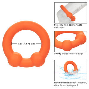 Alpha Liquid Silicone Dual Ball Ring - Orange Orange