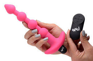 Bang - Vibrating Silicone Anal Beads and Remote - Black/Pink