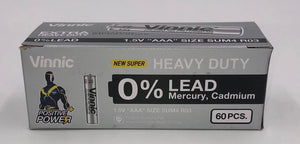 Vinnic Extra Heavy Duty AAA Batteries - 2 Pc./ Shrink Pk. - 60 Pcs. Box