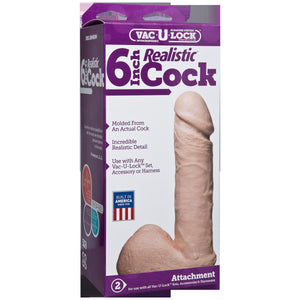 Vac-U-Lock 6 Inch Realistic Cock - White