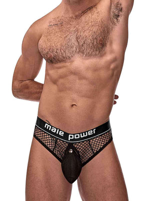 Cock Pit Net Cock Ring Thong - S/ M - Black