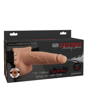 Fetish Fantasy Series 7.5 Inch Hollow Squirting Strap-on With Balls - Flesh