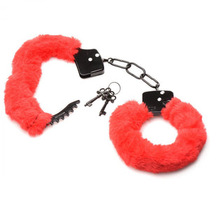 Cuffed in Fur Furry Handcuffs - Black/Red