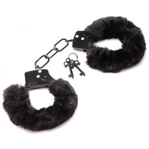 Cuffed in Fur Furry Handcuffs - Black/Red