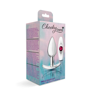 Cheeky Charms-Silver Metal Butt Plug Kit -Clear n Bright Pink/Clear n Teal