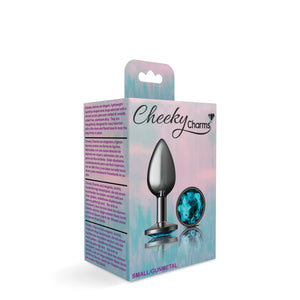 Cheeky Charms-Gunmetal Metal Butt Plug- Round-Teal-Small/Med/Lg