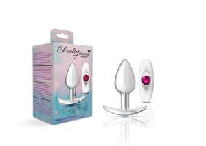 Cheeky Charms-Silver Metal Butt Plug Kit -Clear n Bright Pink/Clear n Teal