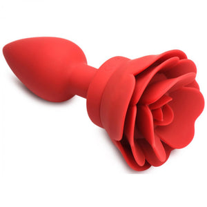 28x Silicone Vibrating Rose Anal Plug With Remote  - Small/Med