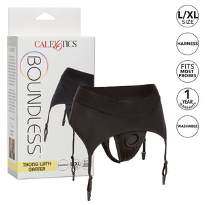 Boundless Thong With Garter - S/M L/XL - Black