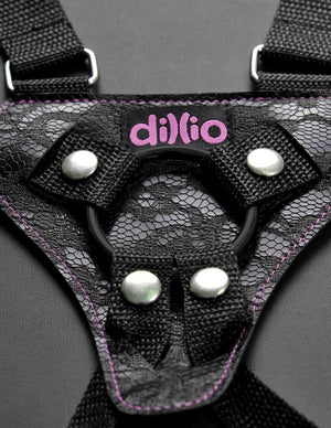 Dillio Pink/Purple - 6 Inch Strap-on Suspender Harness  Set