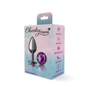 Cheeky Charms-Gunmetal Metal Butt Plug- Round-Deep Purple-Small/Med/Lg