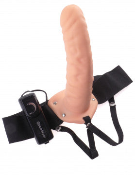 Fetish Fantasy Series 8-Inch Vibrating Hollow Strap-on - Brown