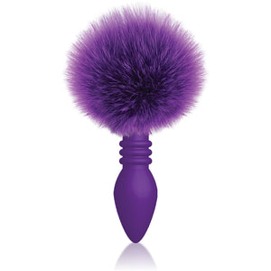 The 9's Cottontails Silicone Bunny Tail Butt Plug  - Ribbed Purple