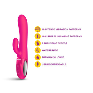 Hypnotic Clit Teaser and Thrusting Rabbit - Hot Pink