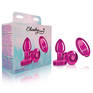 Cheeky Charms - Rechargeable Vibrating Metal Butt  Plug With Remote Control - Purple/Pink/Red/Black - Small