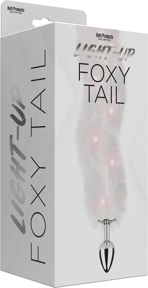 Foxy Tail - Light Up Faux Fur Butt Plug - White Plug - White