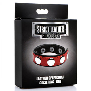 Cock Gear Leather Speed Snap Cock Ring - Blue/Red/Black