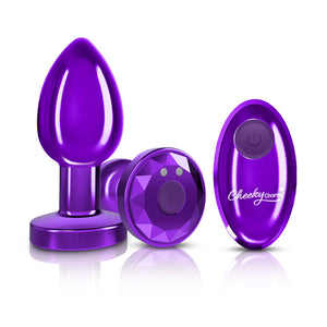 Cheeky Charms - Rechargeable Vibrating Metal Butt  Plug With Remote Control - Pink/Purple/Red/GunMetal - Medium