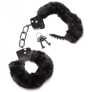 Cuffed in Fur Furry Handcuffs - Black/Red