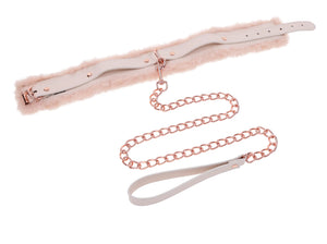 Peaches N Creame Fur Collar and Leash - Pink