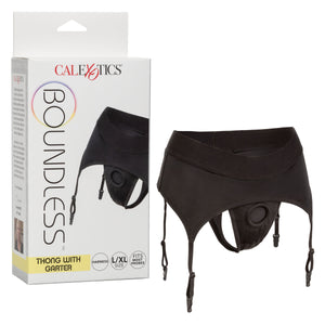 Boundless Thong With Garter - S/M L/XL - Black