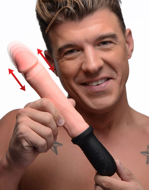 8x Auto Pounder Vibrating and Thrusting Dildo With Handle - Black