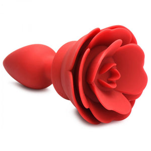 28x Silicone Vibrating Rose Anal Plug With Remote  - Small/Med