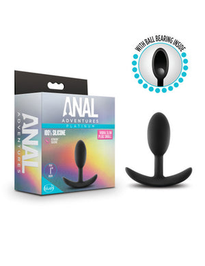 Anal Adventures - Platinum - Silicone Vibra Slim  Plug - Small/Medium - Black