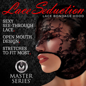 Lace Seduction Lace Bondage Hood - Black