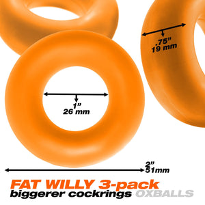 Fat Willy 3-Pack Jumbo Cockring - Orange