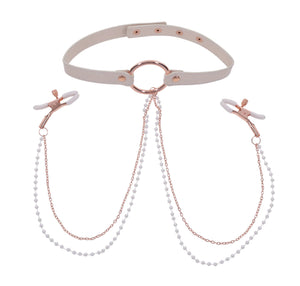 Peaches N Creame Collar With Nipple Clamps - Pink