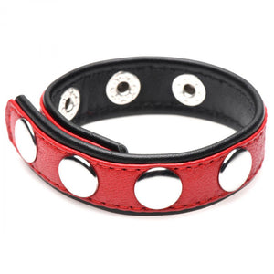 Cock Gear Leather Speed Snap Cock Ring - Blue/Red/Black