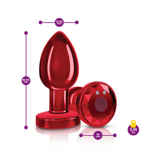 Cheeky Charms - Rechargeable Vibrating Metal Butt  Plug With Remote Control - Pink/Purple/Red/GunMetal - Medium