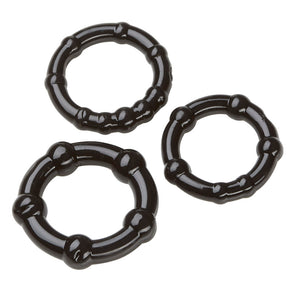 Cockring Combo Beaded - Black/Clear