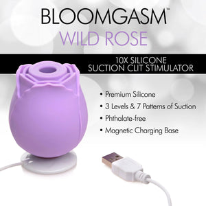 Bloomgasm Wild Rose 10x Suction Clit Stimulator -  Purple