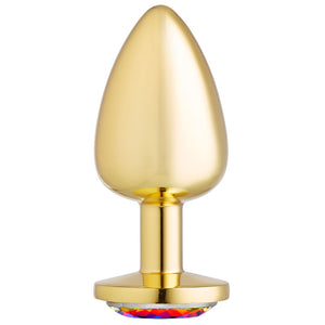 Cloud 9 Novelties Anal Gems Jeweled Gold Chromed Anal Plug - Small/Med/Lg