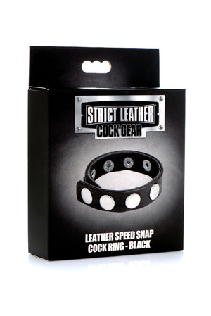 Cock Gear Leather Speed Snap Cock Ring - Blue/Red/Black