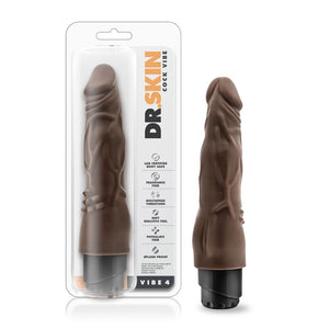 Dr. Skin - Cock Vibe #4 - Beige/Chocolate/Mocha - 8inch Vibrating /w Clit nubs