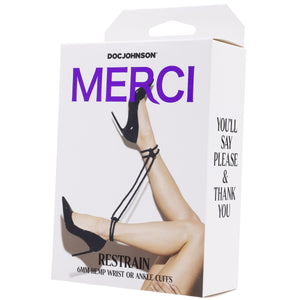 Merci - Restrain - 6mm Hemp Wrist or Ankle Cuffs - Black