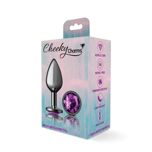 Cheeky Charms-Gunmetal Metal Butt Plug- Round-Deep Purple-Small/Med/Lg